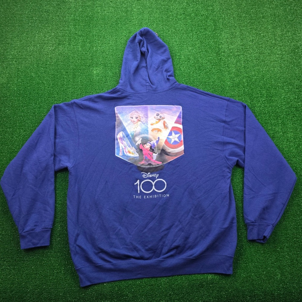 Disney 100 The Exhibition Hoodie Sweatshirt Mens 2XL Pullover Mickey Mouse Elsa